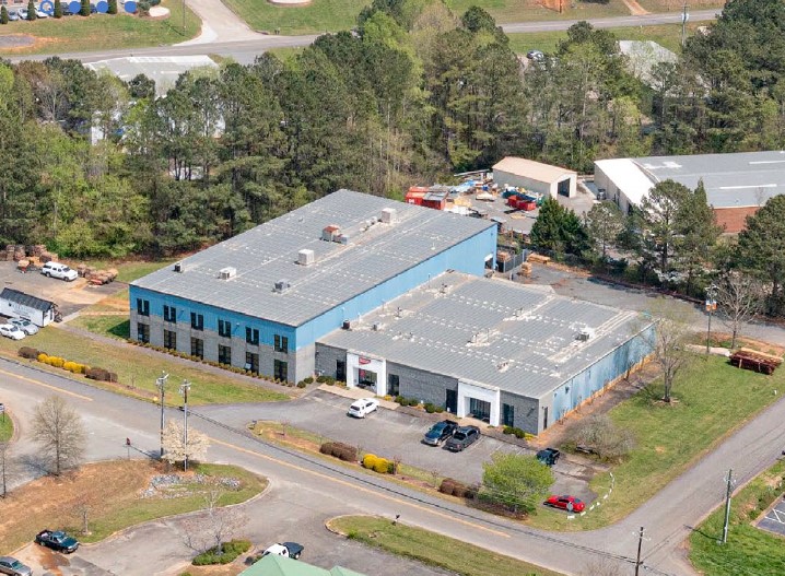 birdseye view of building
